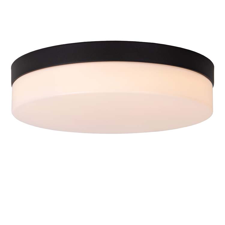 Lucide BISKIT - Plafonnier Salle de bains - Ø 28 cm - LED - 1x18W 2700K - IP44 - Noir