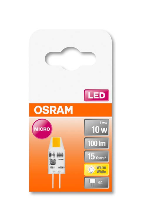Ampoule LED enfichable  mic10 G4 1W blanc chaud