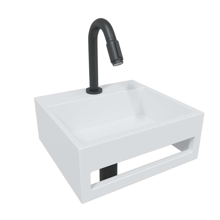 Lave-mains Kamila 30x28x12,5cm blanc solid surface