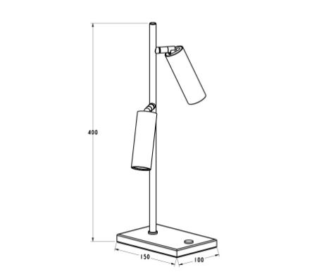 Lampe de table noir 2 x 4W 2700K 640 lumen