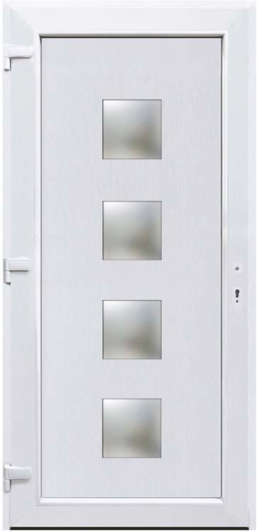 Porte extérieure pvc noire/blanche 4 vitres sans bord G SUR MESURE