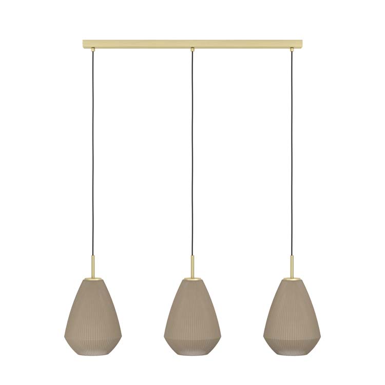 Lampe suspendue Rola 3xE27 L90CM verre taupe/or mat