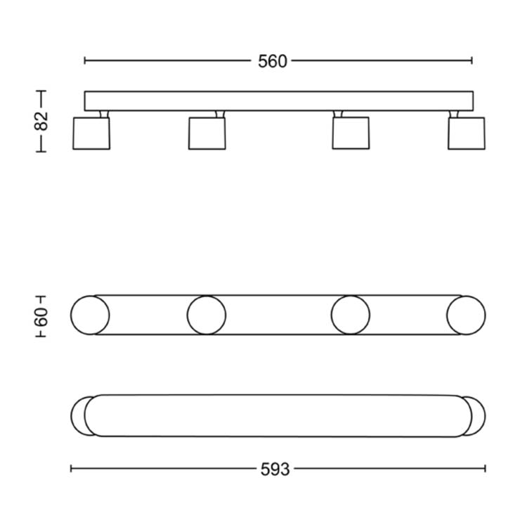 Spot en applique Noir 4x4,5W DIMMER