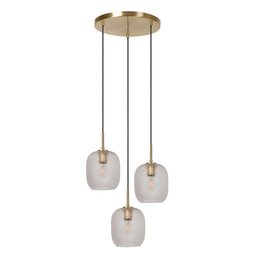 Lucide ALICENT - Hanglamp - Ø 35 cm - 3xE27 - Mat Goud / Messing