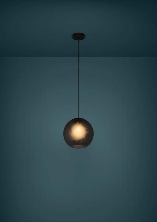 Lampe suspendue noir-gris fumé E27