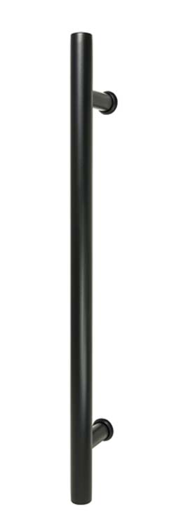 Schuifdeur glas 8mm helder + rail zwart + trekker rond zwart 40cm