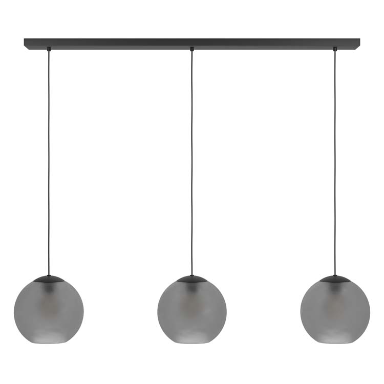 Lampe suspendue noir-gris fume 3xE27