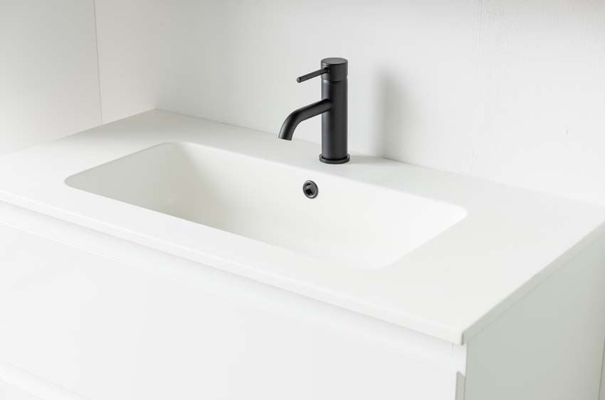 Meuble de salle de bain Tibo gris 900 mm lavabo blanc mat