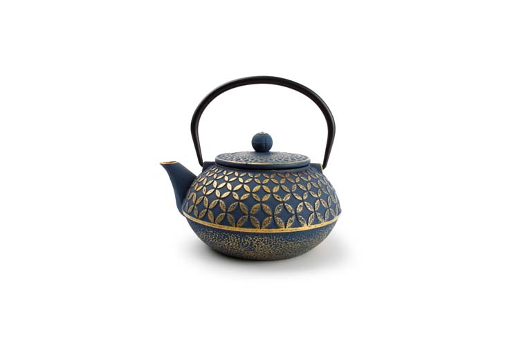 Theepot My tea blad goud/blauw 80 cl