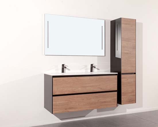 Meuble lavabo Molly look bois double 1194x455x580mm