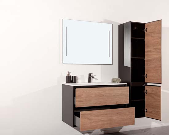 Meuble lavabo Molly look bois simple 894x455x580mm