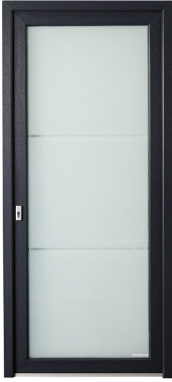 Porte ext verre avec 2 lignes transparante PVC G 980x2180mm