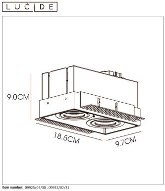 TRIMLESS Inbouwspot 2xGU10/50W Wit