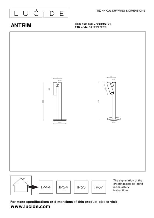 Lucide ANTRIM - Oplaadbare Tafellamp - Accu/Batterij - LED Dimb. - 1x2,2W 2700K - IP54 - Met draadloos oplaadstation - Wit