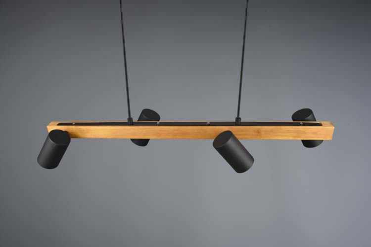 Hanglamp Marlie Zwart/Hout 4xGU10