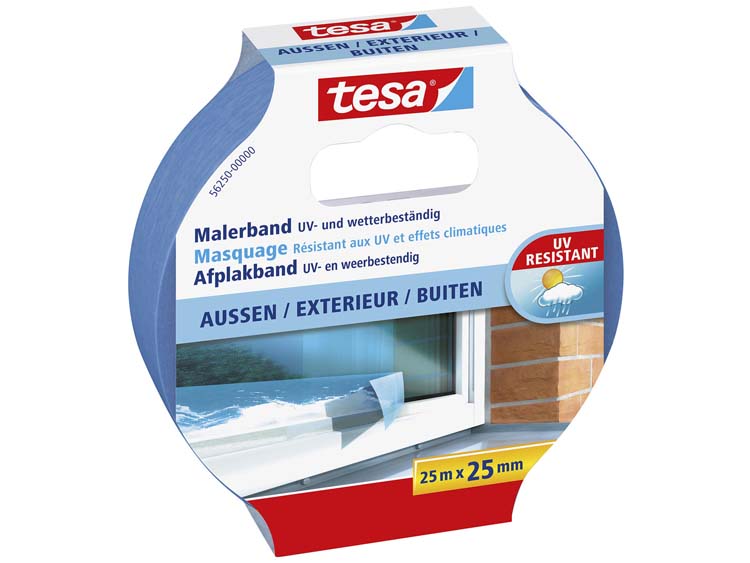 Tesa afplaktape 25m x 25mm blauw