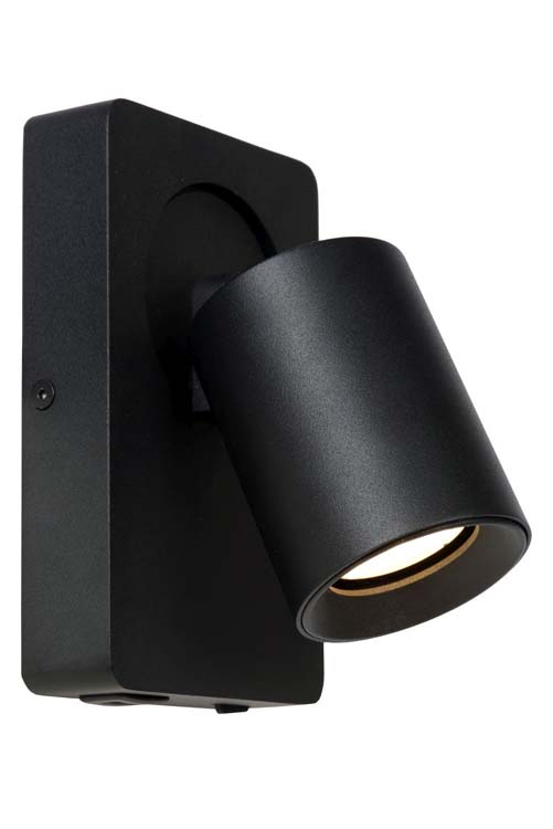 Lucide NIGEL - Spot mural - GU10 - 1x5W - Point rechargement USB - Noir