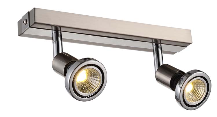 Spot de plafond LED satin chrome GU10 2x5W incl