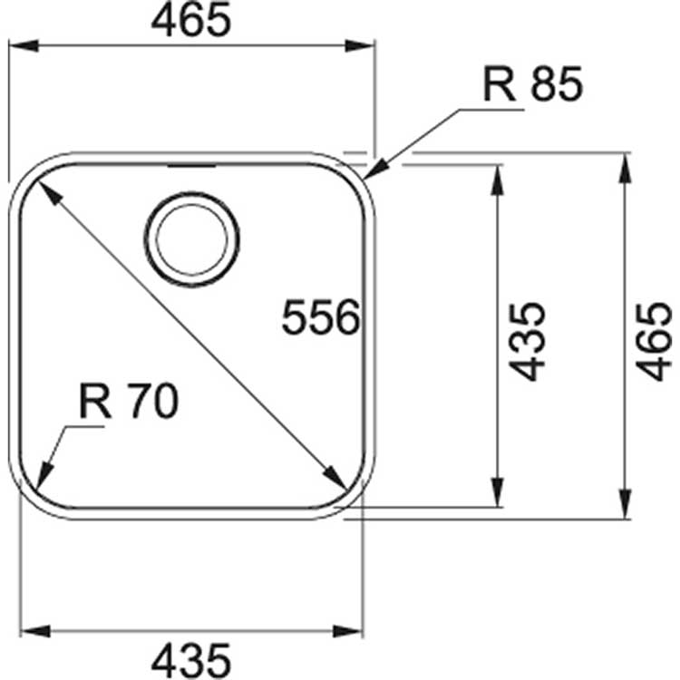 Franke onderbouwspoelbak Ariane 435x435mm glad