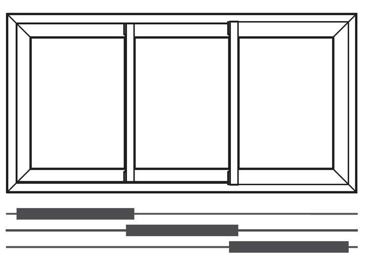 Fenêtre coulissant Belio alu anthra - 3 vantaux / 3 rails sur mesure