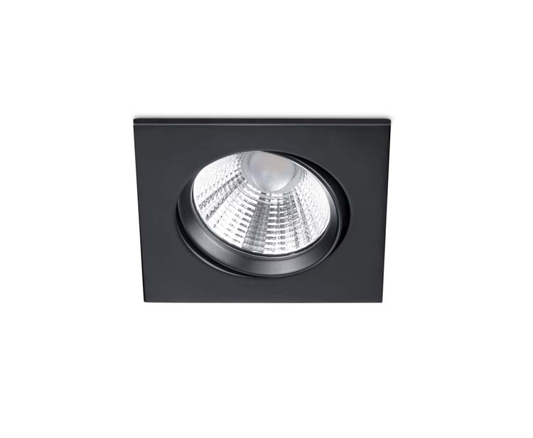 Spot encastré noir mate incl LED 5,5W 3000K 345Lm 8,5 x 8,5cm H5,4cm