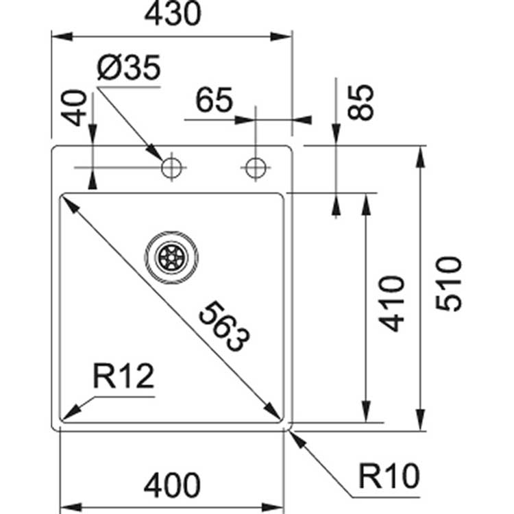 Franke cuve à affleurer slimtop Box430x510mm lisse