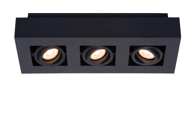 XIRAX - Spot plafond - LED Dim to warm - GU10 - 3x5W 2200K/3000K - Noir