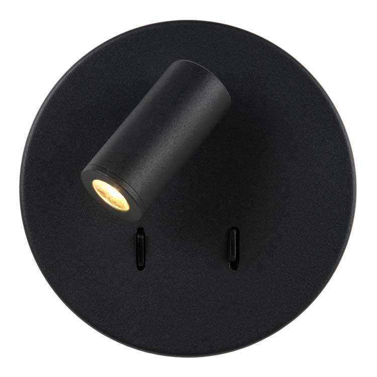 Lucide BENTJER - Applique murale - Ø 14 cm - LED - 1x6W 3000K - Noir