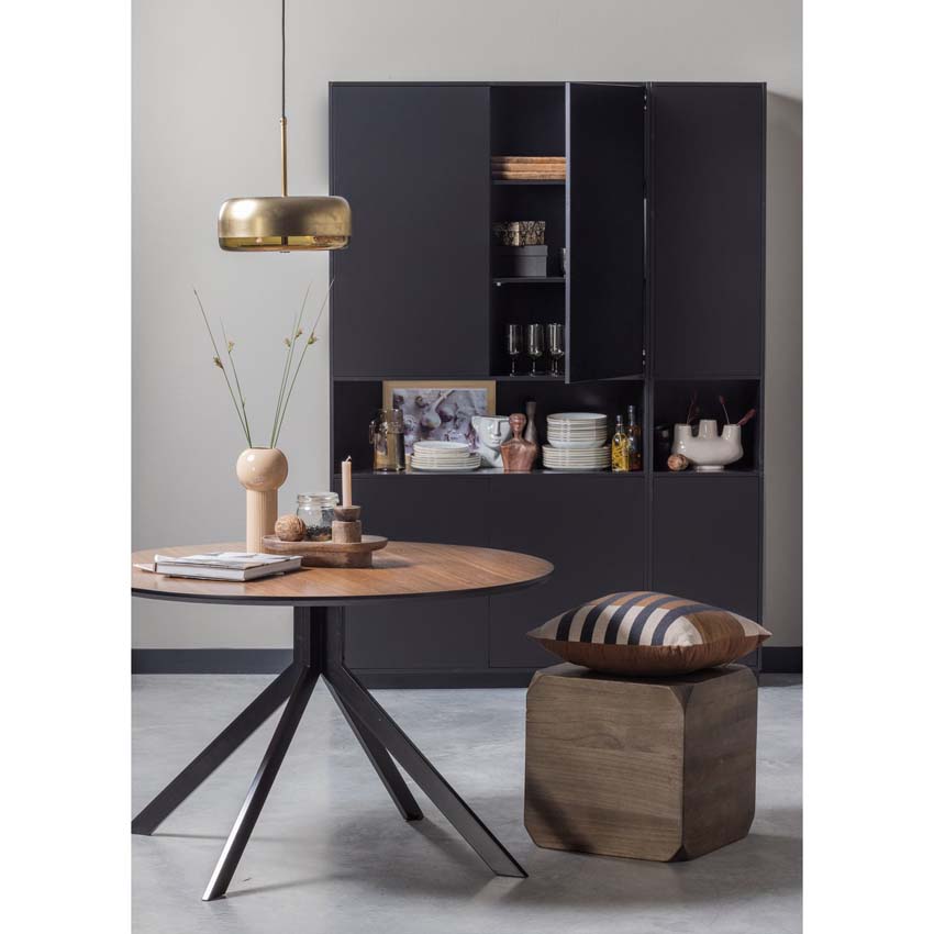 Table Tim en MDF avec placage noyer ronde brune Ø120cm