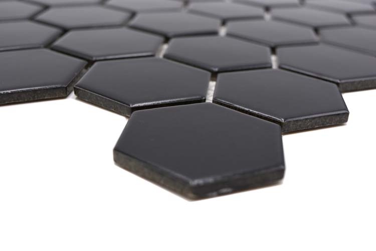 Mosaïque hexagone noire mat 32,5 x 28,1 cm