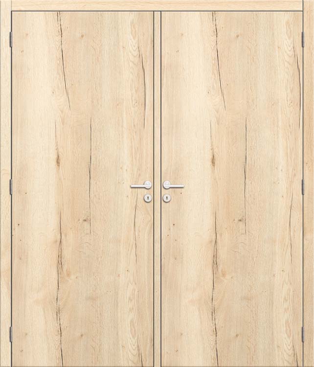 Doubles portes âme tubulaire 2x 68cm Authentic Oak verticale 201.5cm