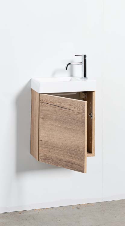 Meuble de toilette Domino aspect chêne 400 mm lavabo mat