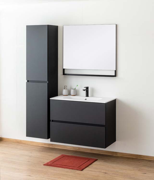 Meuble salle de bain Puro noir mat 900mm lavabo mat