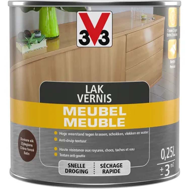 V33 meubellak donkere eik zijdeglans 0,25L