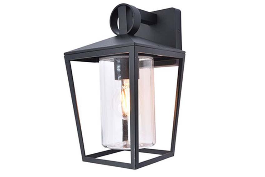 Wandlamp buiten - E27 - 25W - IP44 - glas - zwart