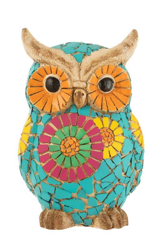 Hibou décoratif - mosaïque colorée H 37 cm