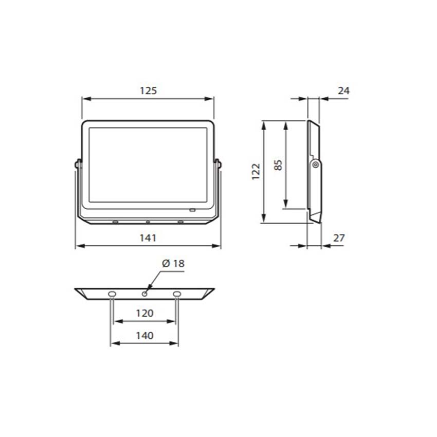 Spot LED extérieur projectline noir 20 W 4000K