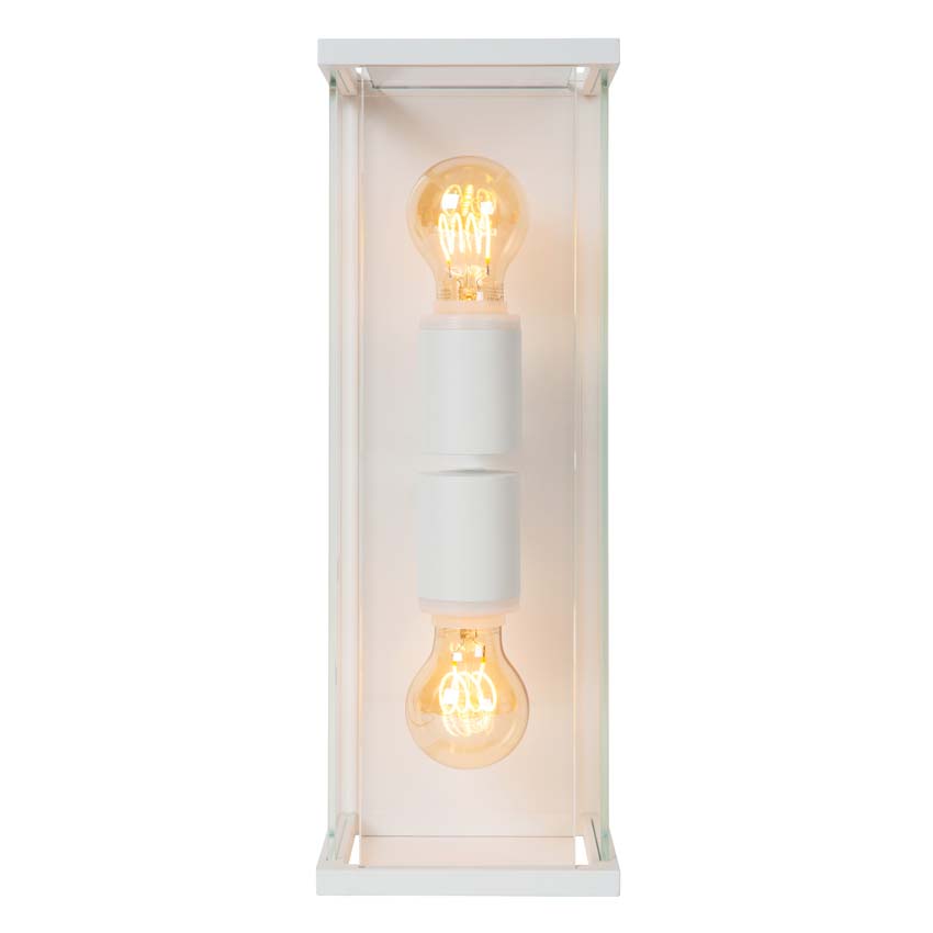 Lucide CLAIRE - Wandlamp Binnen/Buiten - 2xE27 - IP54 - Wit