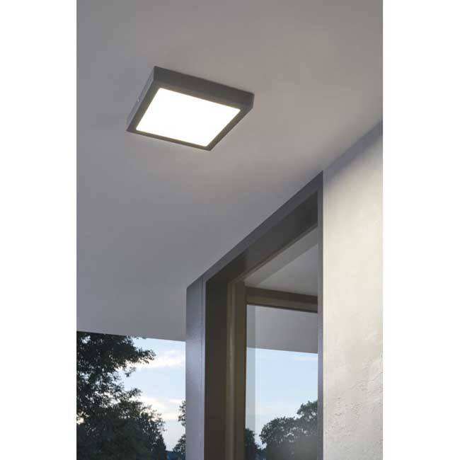 Plafonnier LED - 30x30CM - 22W - Verre Anthracite