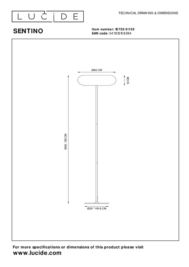 Lucide SENTINO - Vloerlamp - Ø 40 cm - 3xG9 - Oranje