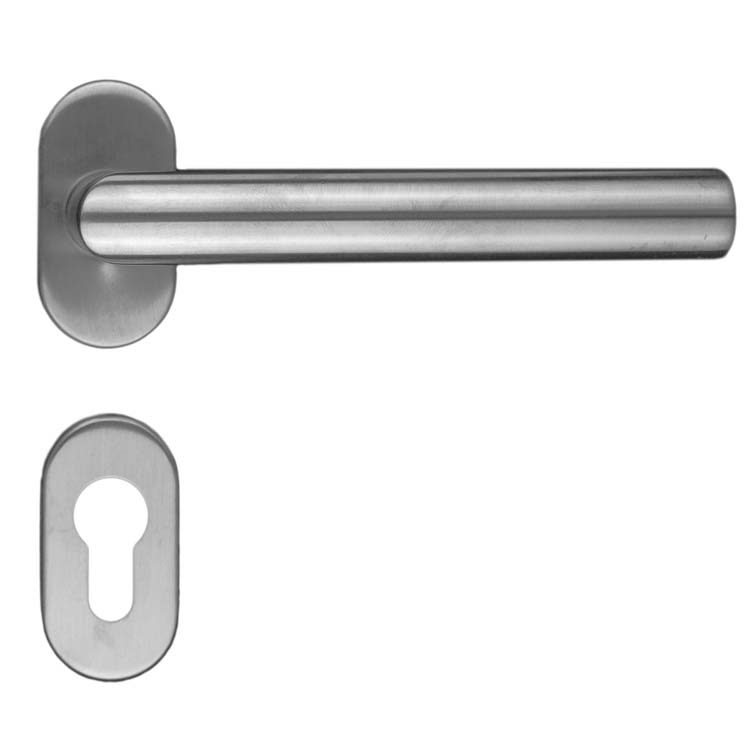 Poignée de porte prof belluno 19mm inox plus rosace cylindre