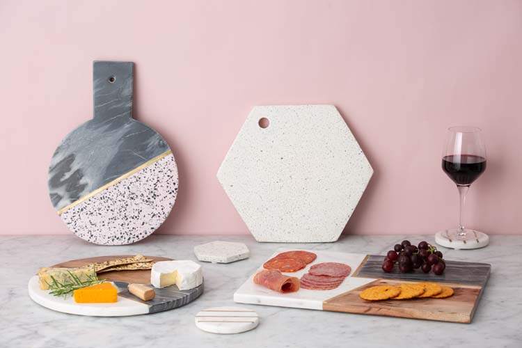 Plat de service terrazzo hexagonal 30 x 30 x 5 cm