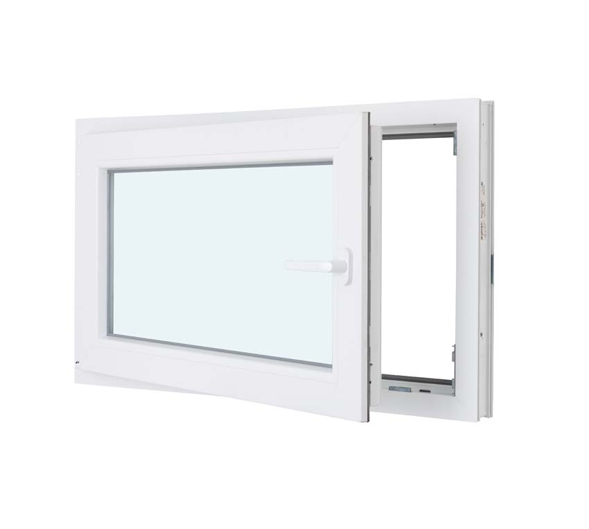 1-VL draaikiepraam pvc wit budget mat glas B1000XH600 mm links