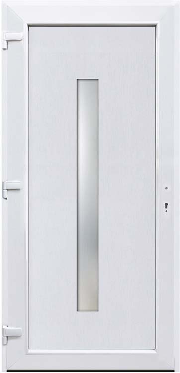 Porte extérieure verre vertical PVC noire/blanche D vitrage mat 980x2180mm