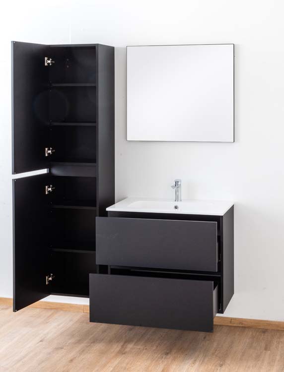 Meuble salle de bain Puro noir mat 800mm lavabo brillant