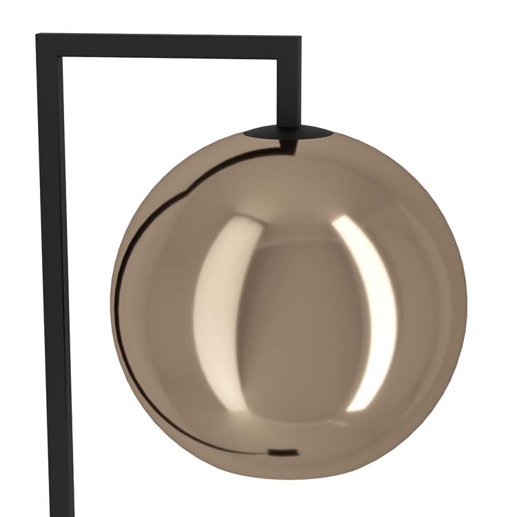 Lampadaire noir verre cuivre E27