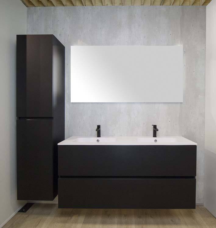 Meuble salle de bain Puro noir mat lavabo brilliant 1400 mm
