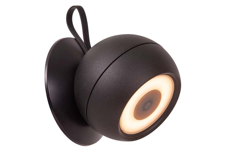 Oplaadbare Wandlamp Binnen/Buiten - Accu/Batterij - LED Dimb. - 1x2W 3000K - IP54 - Magnetisch - Zwart