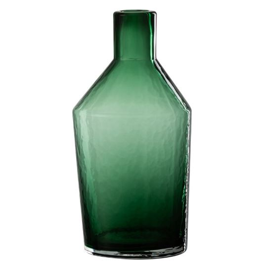 Bouteille décorative en verre vert inégal 14 x 14 x 28 cm