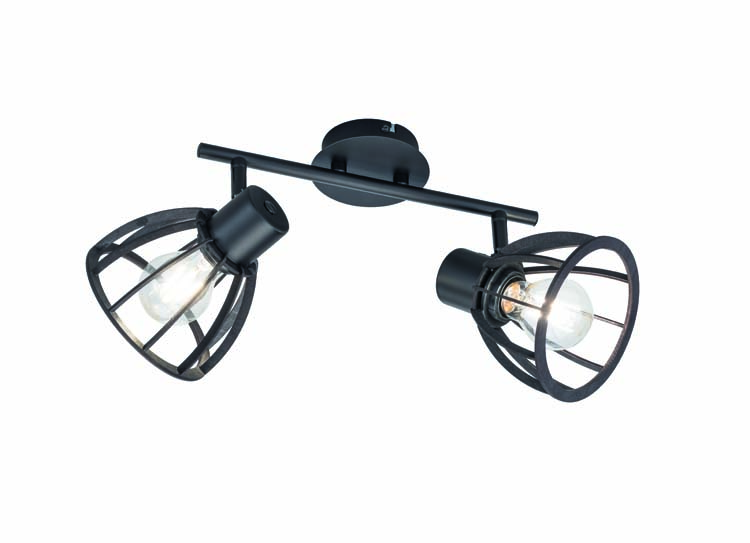 Spot de plafond noir cage 2xE27 lampe excl